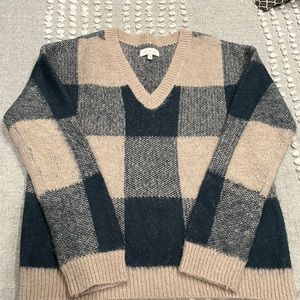 Lucky Brand V-neck wool sweater Green/oatmeal color